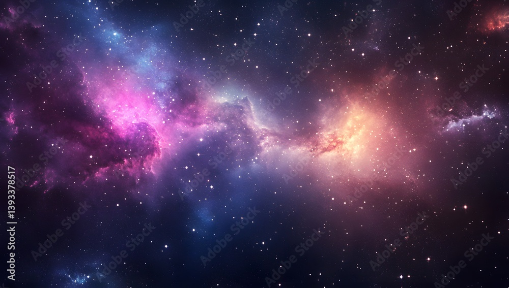 Fototapeta premium Colorful nebula with stars in deep space cosmic background galaxy illustration.