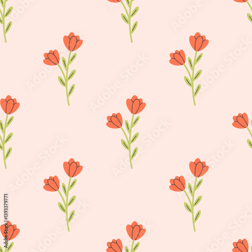 Gentle seamless pattern with flowers. Cute minimalist print. Printing on textiles, wallpaper, wrapping paper. Vector illustration in flat style