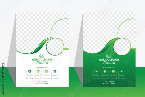 Agricultural business flyer template, magazine, cover, poster design. A4 size, Vector illustration