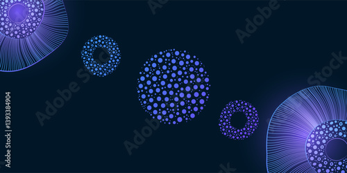 Abstract background, Patterns inspired by bioluminescence are reminiscent of ocean life. Ideal for environmental design, branding and creative campaigns. Vector illustration