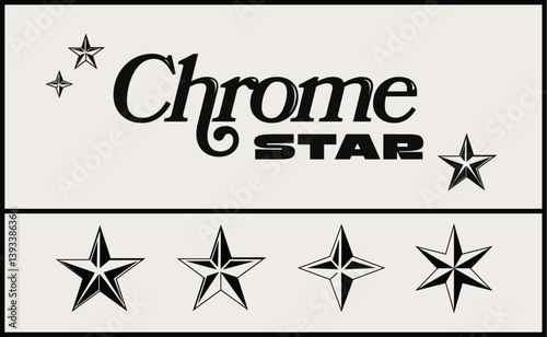 Chrome Star Icon Set | Vector Metal Chrome Stars