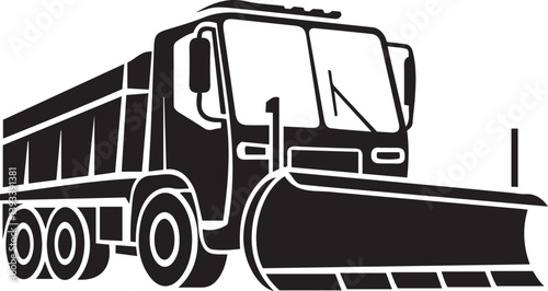 Snowplow Truck Black and White Silhouette Illustration