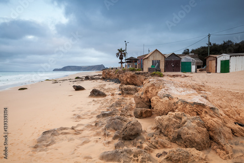 Obraz na płótnie Tranquil coastal scene featuring a sandy beach, Porto Santo, Portugal w salonie