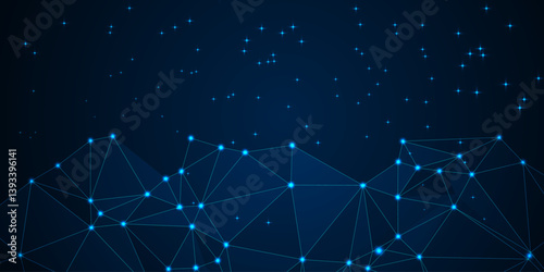Low Poly Background on Dark Blue Gradient – Modern, Geometric, and Minimalist Abstract Design for Digital Art, 3D Modeling, Wallpapers, and Futuristic Graphics
