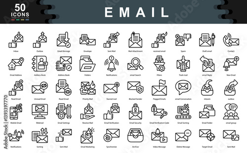 Email icon collection set. Simple line vector illustration.