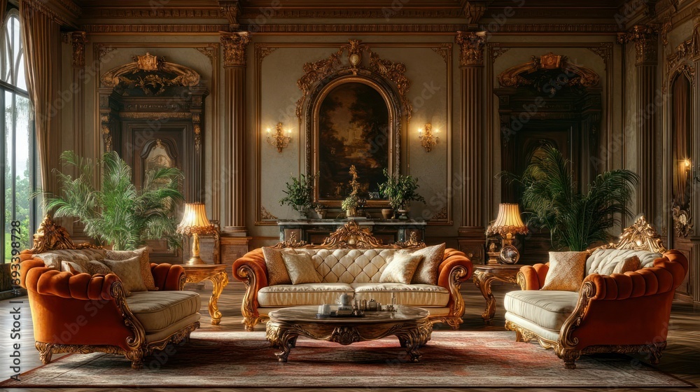 Fototapeta premium Luxurious antique-style living room