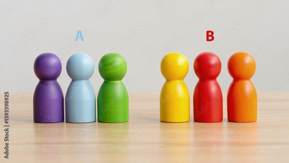 Two groups of people A and B. Social experiments. Control group. Surveys and statistics collection. Division into two types. Study of society and social technologies. Two groups of people A and B. Social experiments. Control group. Surveys and statistics collection. Division into two types. Study of society and social technologies.