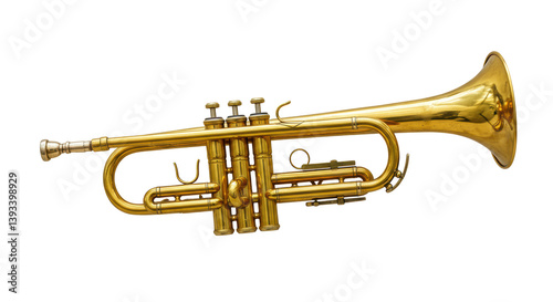 Isolated Golden Trumpet Musical Instrument for Orchestra