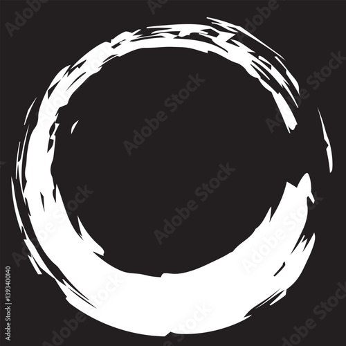 Grunge circles brush set. Black circle frames. Round line of black paint. Grunge round shapes. Circular ink brush stroke fro design elements. Vector illustration.