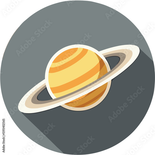 Saturn planet with rings, designed in a clean minimalist style