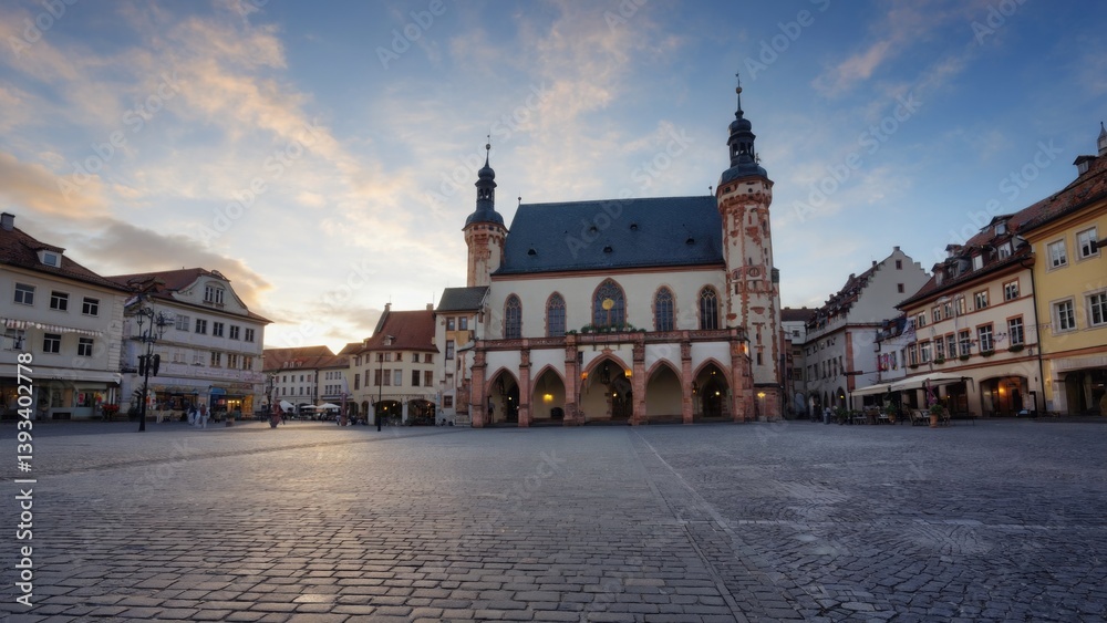 Obraz premium Image of a city hall with a prominent clock tower