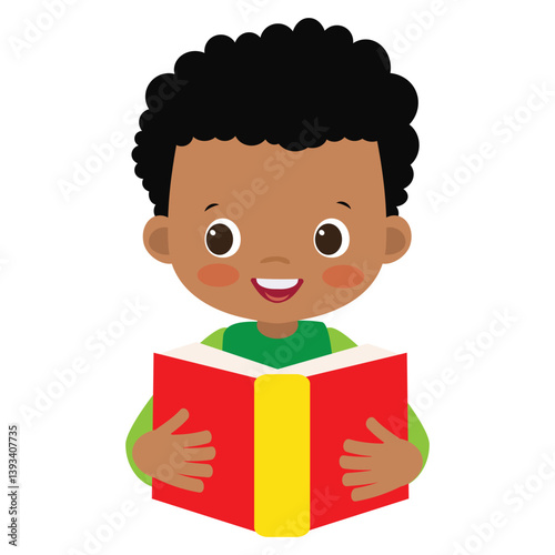 Cute little boy with a book