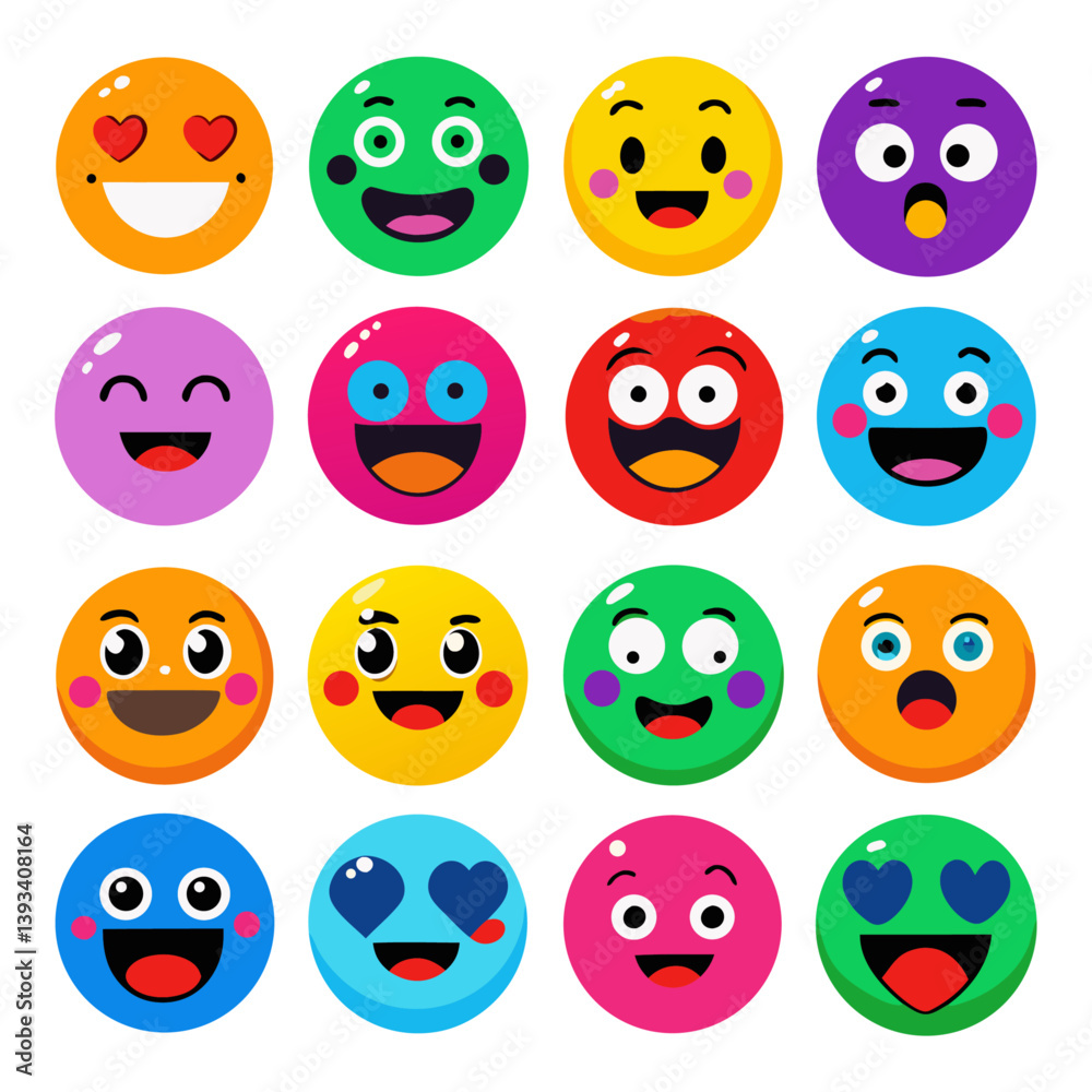 Fototapeta premium Emoji Colorful icons set vector design
