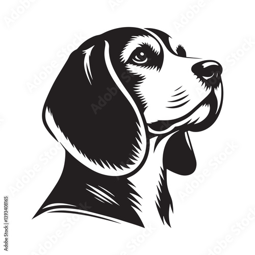 Beagle Dog Vector Silhouette Illustration, Loyal Pet Outline, Hunting Hound Graphic, Minimal Canine Design, Animal Clipart for Logos, T-Shirts, Stickers, Posters, and More.