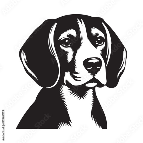 Beagle Dog Vector Silhouette Illustration, Loyal Pet Outline, Hunting Hound Graphic, Minimal Canine Design, Animal Clipart for Logos, T-Shirts, Stickers, Posters, and More.