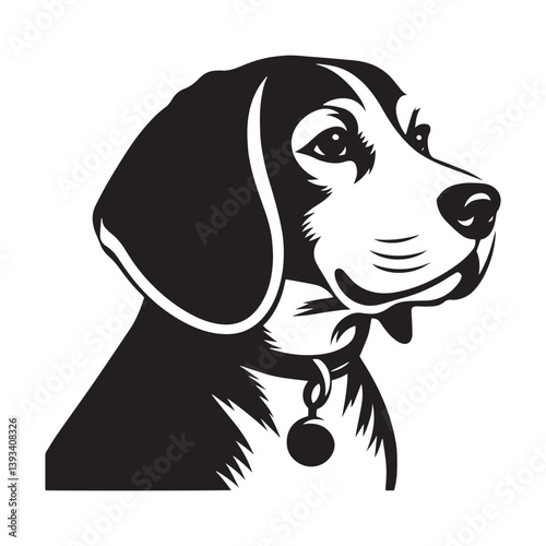 Beagle Dog Vector Silhouette Illustration, Loyal Pet Outline, Hunting Hound Graphic, Minimal Canine Design, Animal Clipart for Logos, T-Shirts, Stickers, Posters, and More.
