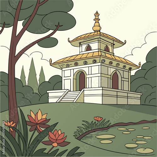 A Buddhist temple or Buddhist monastery is the place of worship for Buddhists, the followers of Buddhism. They include the structures called vihara, chaitya, stupa, wat and pagoda in different regions