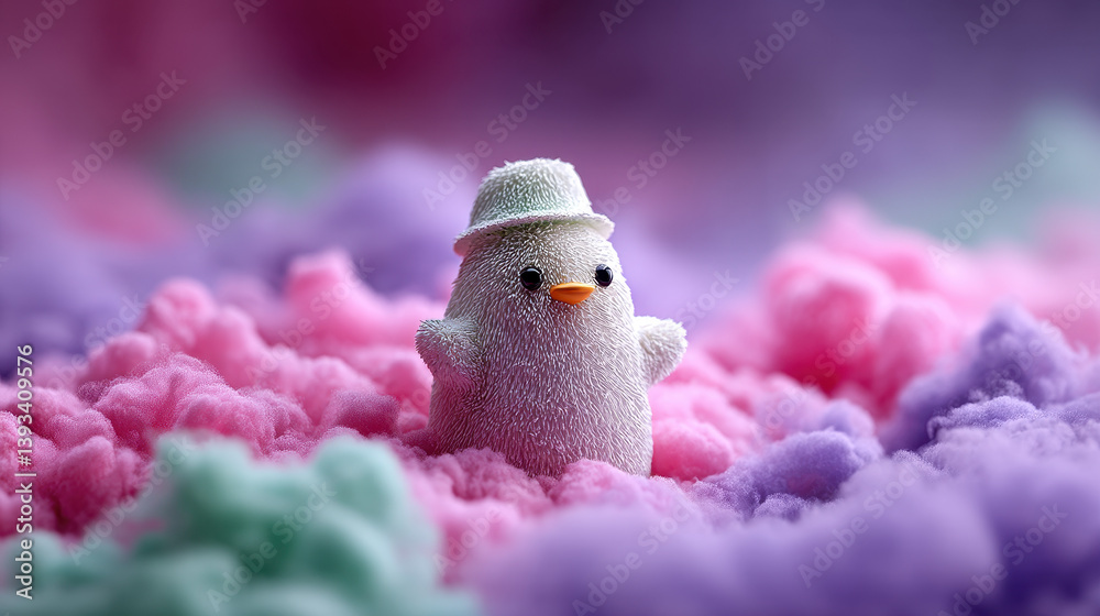 Obraz premium White Bird Figurine in Pastel Fluffy Material