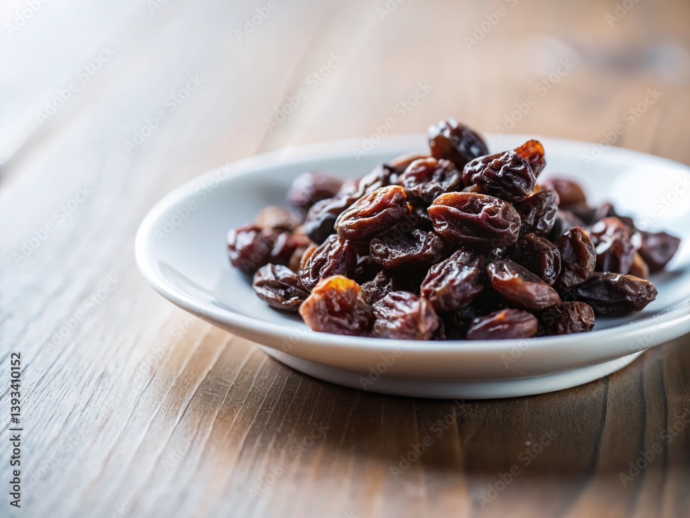 Simple Elegance A Small White Plate of Raisins Minimalist Food Photography Simple Elegance A Small White Plate of Raisins Minimalist Food Photography