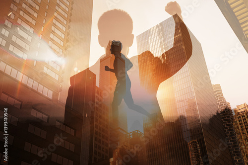 Papier peint Victorious man achieving his goals, vision, health, wellness,  mind body spirit,