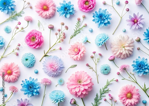 Delicate Floral Print A Dreamy Fusion of Pink and Blue for a Minimalist Aesthetic