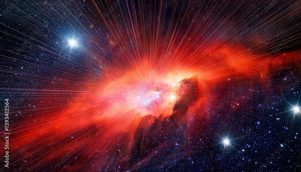 Fototapeta premium cosmic background with red nebula and stars giant luminous nebula