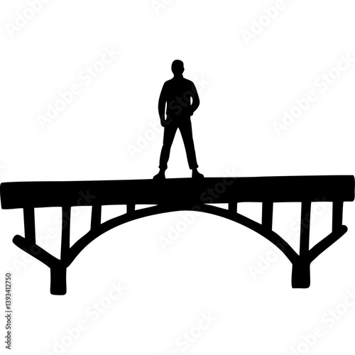 Man ice skating with outstretched arms on white background
