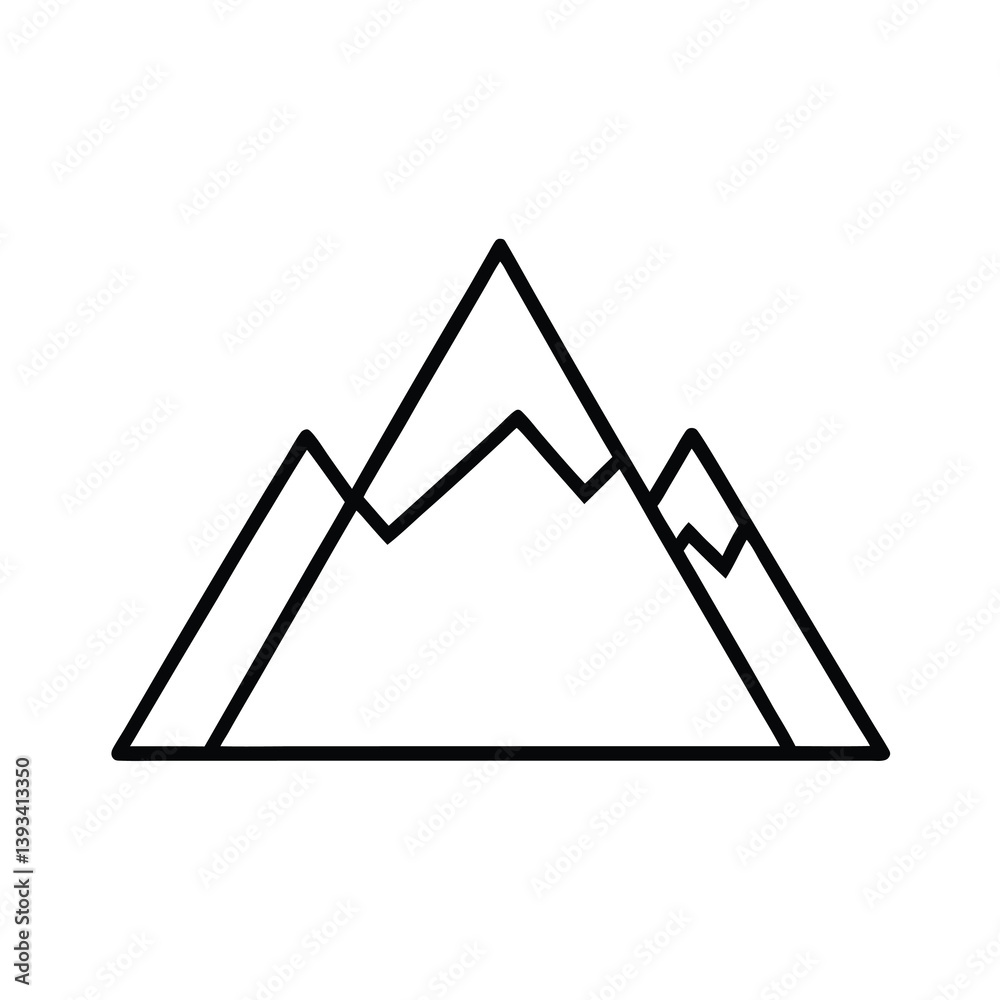 Simple Mountain Icon Outline on White Background Simple Mountain Icon Outline on White Background