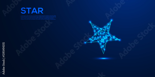 Low Poly Star Icon on Dark Blue Gradient Background – Minimalist, Geometric, and Modern Star Symbol for Digital Art, 3D Modeling, UI/UX, and Futuristic Graphics