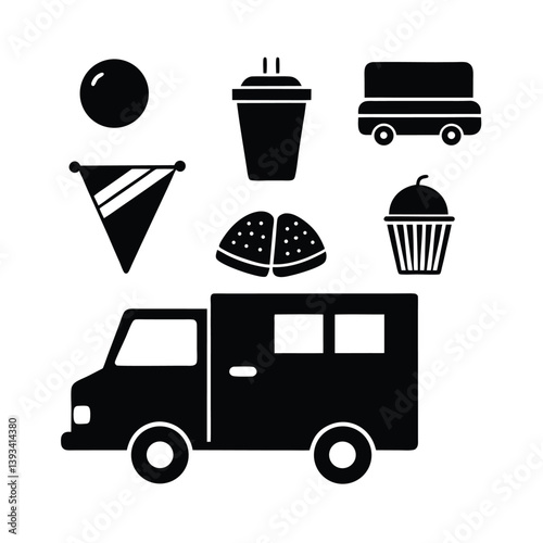 food truck vector element set