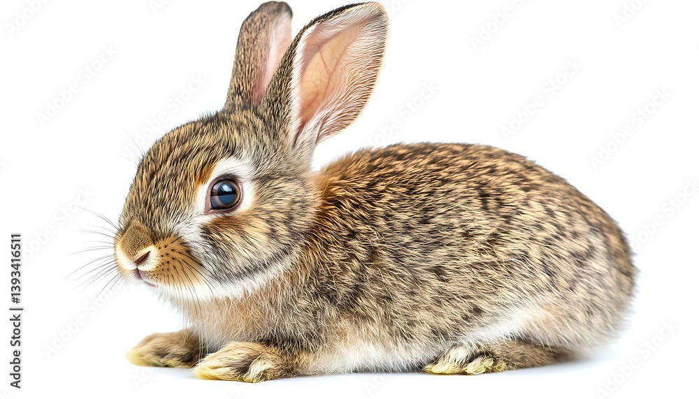 A Cute Young Brown Rabbit Resting Against a White Background A Cute Young Brown Rabbit Resting Against a White Background