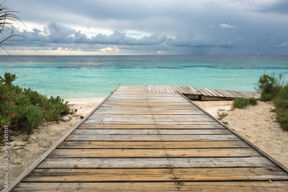 Fototapeta premium tropical beach with wooden pier