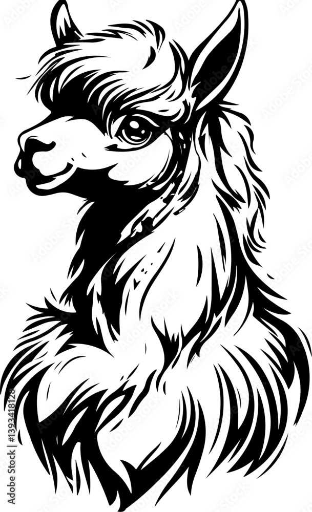 Obraz premium alpaca, animal, horse, vector, illustration, mammal, silhouette, deer, cartoon, wild, farm, nature, wildlife, camel, animals, donkey, art, drawing, goat, design, pony, standing, llama, stallion, dog, 