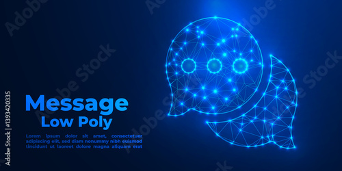 Low Poly E-Mail Icon on Dark Blue Gradient Background – Sleek, Geometric, and Minimalist Envelope Design for Digital Art, 3D Modeling, and UI/UX Concepts