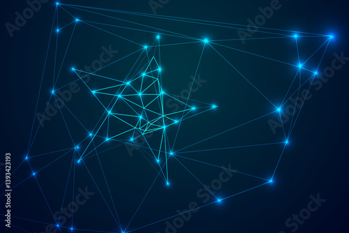 Low Poly Star Icon on Dark Blue Gradient Background – Minimalist, Geometric, and Modern Star Symbol for Digital Art, 3D Modeling, UI/UX, and Futuristic Graphics