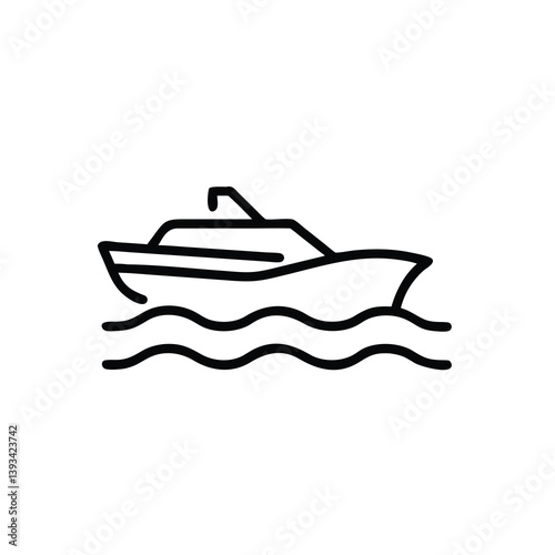 Luxury Yacht Icon Boat, Water, Waves, Cruise, Vessel, Ocean, Sailing, Maritime, Travel, Design