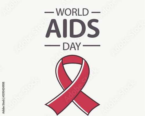 World AIDS Day: Red Awareness Ribbon with Global Map Background.