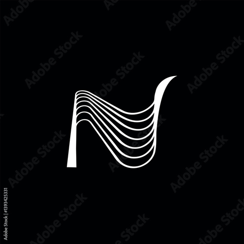 Artistic unusual N letter logo design. Vector.