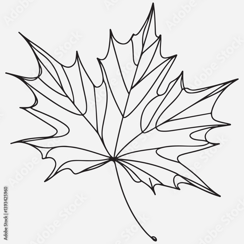 Maple leaf line art One continuous line drawing abstract tropic spring isolated vector