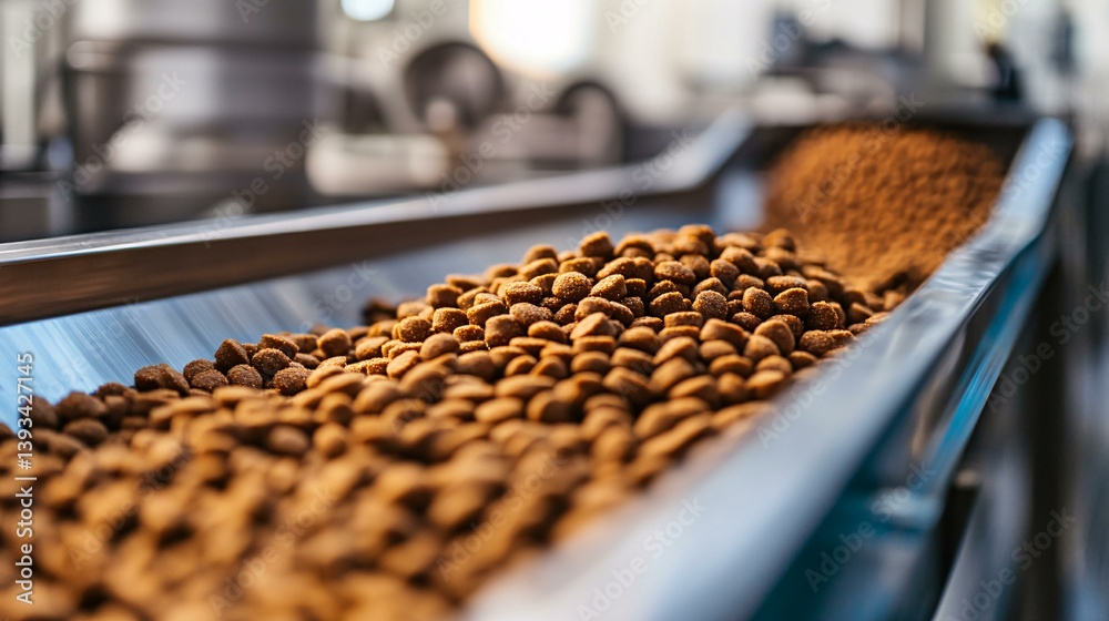 Fototapeta premium Kibble Quality Control Displayed in a Modern Production Facility