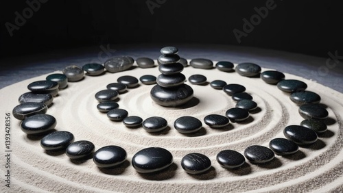 Obraz na płótnie A unique spiral design created using black and white stones w salonie