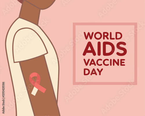 World AIDS Vaccine Day: Person with Bandage and Awareness Ribbon.