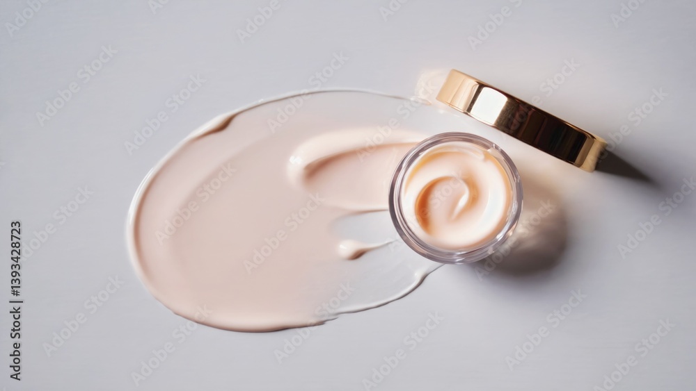 A jar of cream sits on a table, ready for use