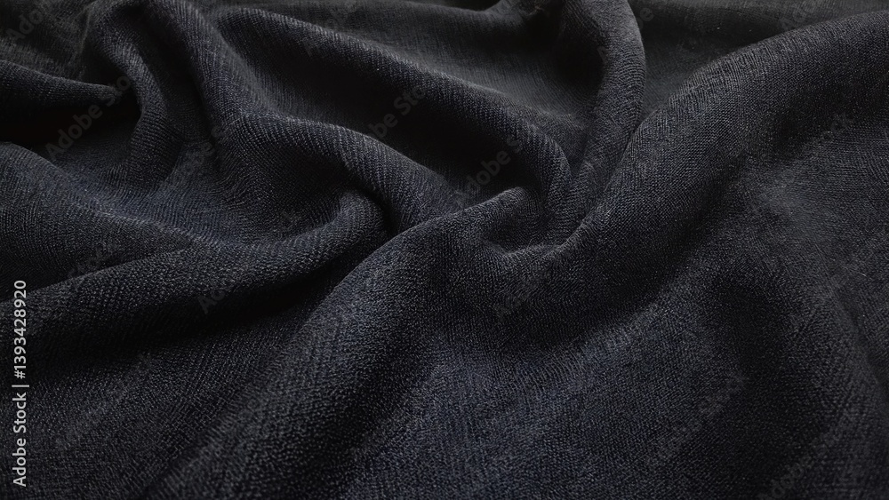 A close-up shot of a black cloth spread out on a bed, suitable for various editorial and commercial uses