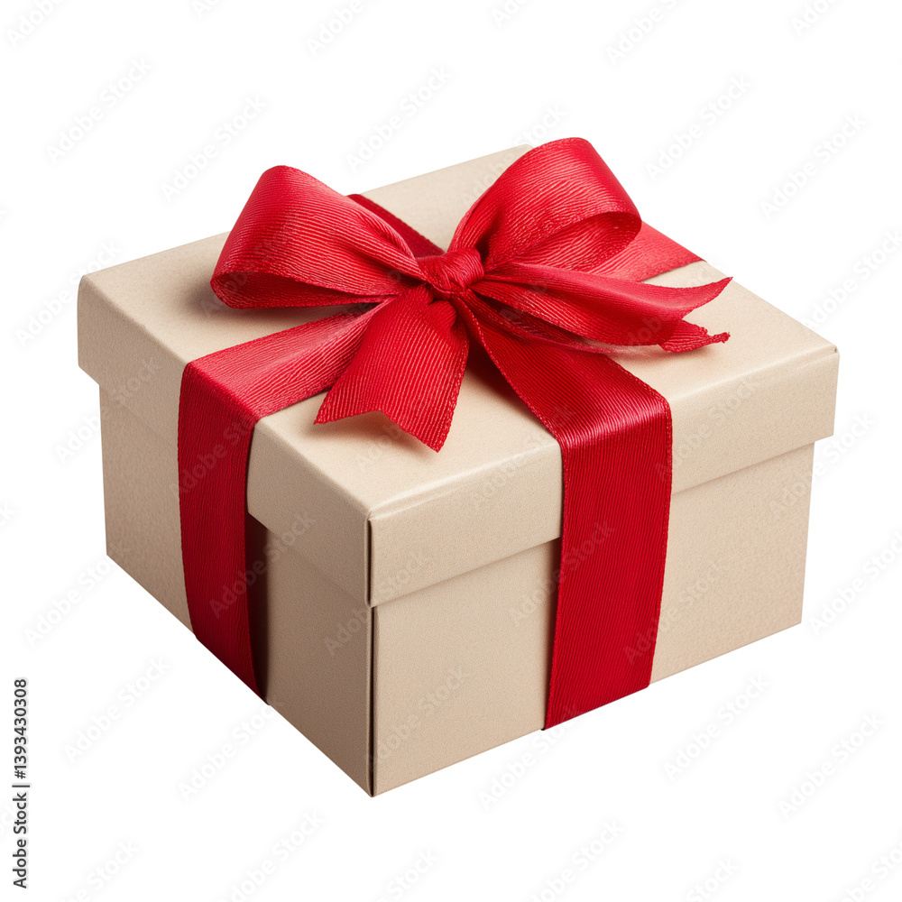 Fototapeta premium Gift box with red ribbon isolated on white background