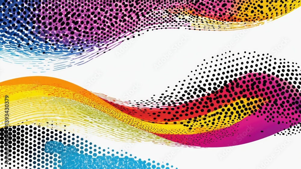 A group of colorful waves on a white background