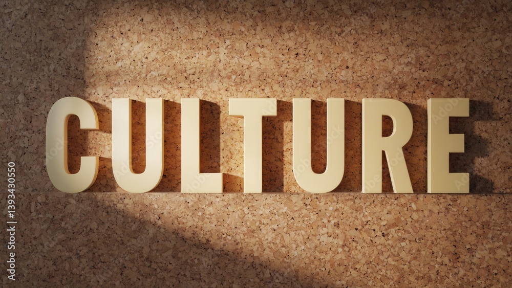 A close-up view of the word 'culture' on a wall, ideal for showcasing cultural concepts and values