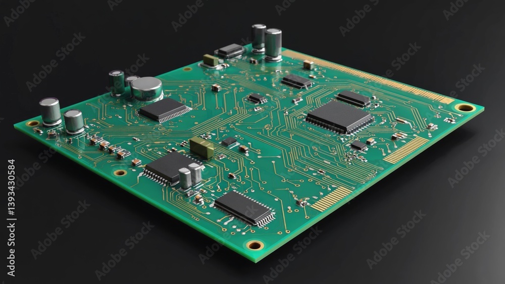 A close-up view of a circuit board on a table, ideal for technology and electronics-related projects