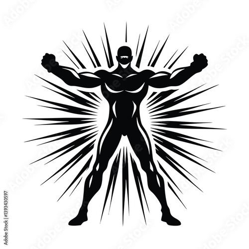 a comic superhero pose silhouette