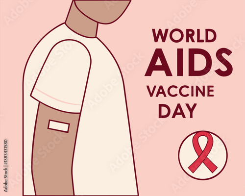 World AIDS Vaccine Day: Person with Bandage and Awareness Ribbon.